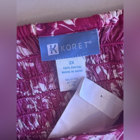 Koret pink Floral Sleeveless Maxi Button Front Dress 2X Plus summer lightweight - Picture 5 of 16